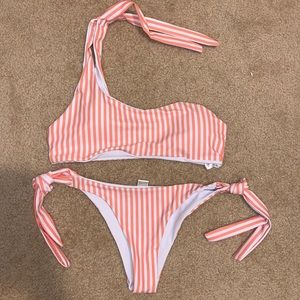 Light Orange/Peach Striped Bikini